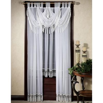 Rajah Pearl Semi Sheer Tab Top Curtain Panel, 60 x 95, White