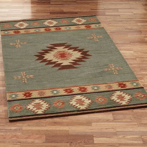 Southwest Diamond Rectangle Rug, 8' x 10', Sage
