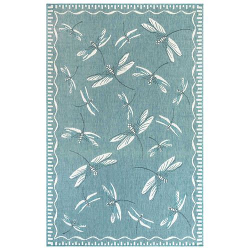 Dragonfly Flight Rectangle Rug, 3'3"" x 4'11"", Turquoise