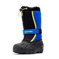 Sorel KIDS FLURRY Waterproof Unisex Kids Snow Boots, Black (Black x Super Blue) - Youth, 2 UK