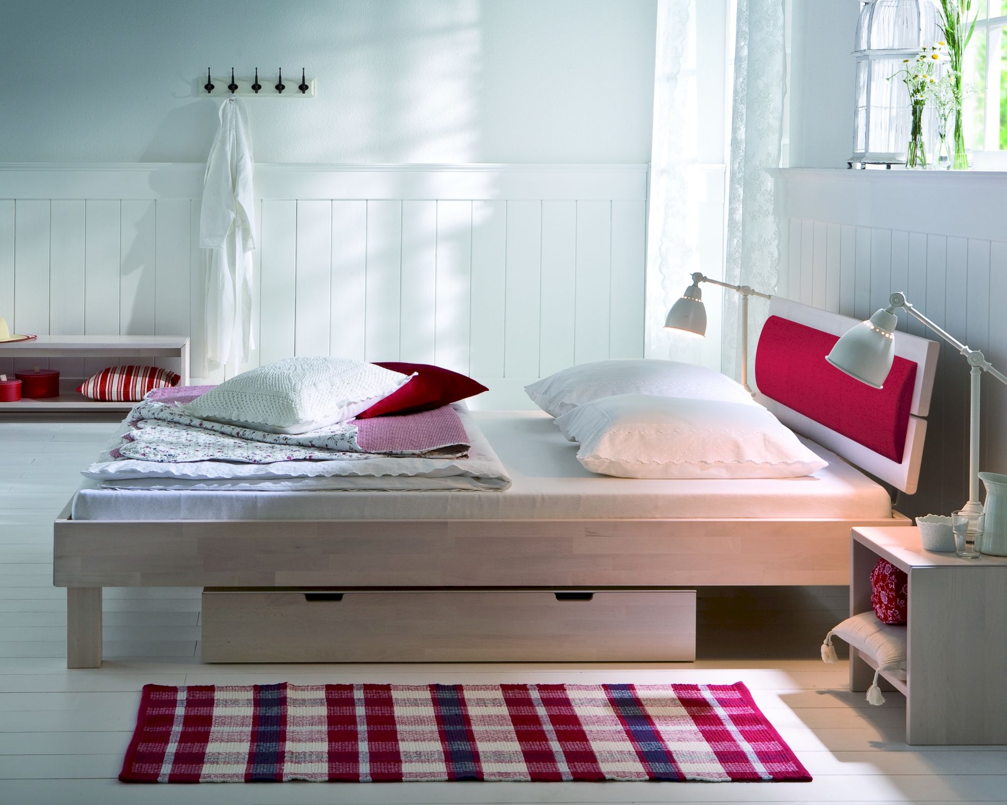 Hasena Wood-Line Massivholzbett Classic Cantu/Duetto 120x200 cm / Buche weiss lasiert, lackiert