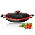 INTIGNIS Professional Paella Pan with Lid Ultra Non-Stick Robust Quality POAF Free Black 36cm | Induction Gas Electric BBQ Grill Oven Ceramic Dishwasher Safe (36cm)