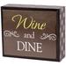 Gracie Oaks North Stoke Decorative Wine & Dine Table Letter Block Wood in Black/Brown/Yellow | 5 H x 6 W x 2 D in | Wayfair