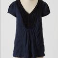 Anthropologie Tops | Anthropologie Ric Ric Lace Trim Top | Color: Black/Blue | Size: S