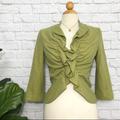 Anthropologie Jackets & Coats | Anthropologie Retro Ruffle Yellow Green Blazer | Color: Green | Size: 4