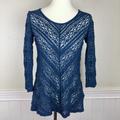 Anthropologie Tops | Anthropologie Blue Lace Blouse Size Small | Color: Blue | Size: S