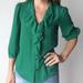 Anthropologie Tops | Anthropologie Hd In Paris Ruffled Picea Blouse | Color: Green | Size: 6
