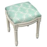 Charlton Home® Polizzi Solid Wood Vanity Stool Linen/Wood/Upholstered in Green/Blue | 19 H x 16 W x 15 D in | Wayfair