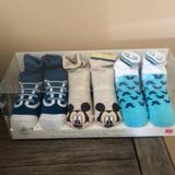 Disney Accessories | Disney Infant Boys 3-Piece Gift Sock Set 12-24 Nwt | Color: Blue/Gray | Size: Osbb