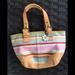 Coach Bags | Coach Striped Top Handle Purse Shoulder Bag | Color: Pink/Tan | Size: Os