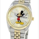 Disney Accessories | Disney Man's Mickey Mouse Watch Two Tone Mck339 | Color: Gold/Tan | Size: Os
