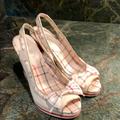 Coach Shoes | Coach Summer Wedge With Plaid Detail | Color: Cream | Size: 8.5