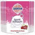 Sagrotan Samt-Schaum Nachfüller Kirschblüte & Rose – Antibakterielle Schaumseife – 8 x 250 ml im praktischen Vorteilspack