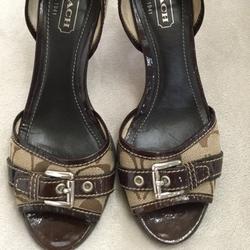 Coach Shoes | Coach Monogram Made In Italy High Heels Shoes | Color: Brown | Size: 7