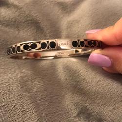 Coach Jewelry | Black And Silver Coach Bangle | Color: Black/Silver | Size: Os