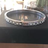 Coach Jewelry | Coach Bangle Bracelet. New! Only Worn Once. | Color: Silver/White | Size: Os