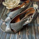 Coach Shoes | Coach Adelle Criss Cross Pump Sandal Heels | Color: Silver | Size: 8b