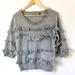 Anthropologie Sweaters | Knitted Knotted Fringe Pom Pom Ruffle Sweater Sz S | Color: Gray | Size: S