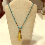 Anthropologie Jewelry | Anthropologie Turquoise Beaded Necklace | Color: Blue/Gold | Size: Os