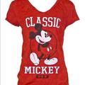 Disney Tops | Disney Classic Mickey Red Fitted Shirt | Color: Red | Size: M