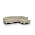 Mivano Schlafsofa David / Moderne Eckcouch mit verstellbaren Kopfteilen, Bettfunktion und Stauraum / 256 x 71 x 208 / Mikrofaser-Bezug, Creme-Weiß