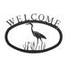 Rosecliff Heights Silas Heron Welcome Sign Metal | 7.88 H x 11.38 W x 0.05 D in | Wayfair 071C78BDFA2C4E22B042C55240855C3C