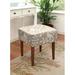 Winston Porter Leiva Birds & Vines Linen Modern Accent Stool Linen/Wood/Upholstered in Brown | 19 H x 17 W x 17 D in | Wayfair