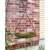 Winston Porter Crackle Glass Hanging Birdbath, 14-in Metal in Green | 17 H x 14 W x 14 D in | Wayfair CGB-H-14FG