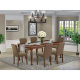 Alcott Hill® Lauri 7 - Piece Extendable Rubberwood Solid Wood Dining Set Wood/Upholstered in Brown | Wayfair 28C2A9973366460D94541381518598C7