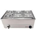 TAIMIKO Commercial Electric Food Warmer Stainless Steel Bain Marie Buffet Food Warmer Steam Table for Catering and Restaurants Wet Well Wet Heat 1500W (6x 1/6 GN Pans)