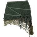 GURU-SHOP Goa Mini Skirt, Wrap Skirt, Cacheur, Green, Cotton, Size:S/M (12), Cacheurs and Hip Flatterers