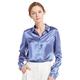 LilySilk Women's Charmeuse Silk Blouse Long Sleeve Ladies Top Shirt 100% Pure 22 Momme Grade 6A Silk (L/16, French-Blue)