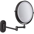 USB Rechargeable Bathroom Mirrors Wall Mounted Makeup Mirror Black, Upgrade 0.5h Auto Off LED Shaving Mirror 1X/5X Magnifying Double Sided 360° Swivel Extendable, 8inch