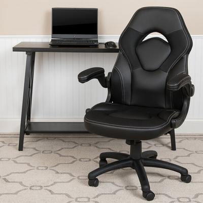 Flash Furniture CH-00095-BK-GG High-Back Black LeatherSoft Swivel Office Chair / Video Game Chair with Flip-Up Arms