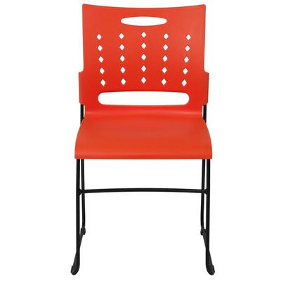 Flash Furniture RUT-2-OR-GG Hercules Orange Sled Base Stack Chair with Air-Vent Back