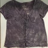 American Eagle Outfitters Tops | American Eagle Soft And Sexy Lace Up Tshirt | Color: Purple/White | Size: S