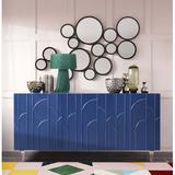 Everly Quinn Gilmour Lacquer 65" Wide Buffet Table Wood/Plastic/Acrylic in Blue | 31.8 H x 65 W x 19 D in | Wayfair