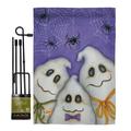 Breeze Decor 3 Ghosts Fall Halloween Impressions Decorative 2-Sided Polyester 18.5 x 13 in. Flag Set in Blue/Gray | 18.5 H x 13 W x 1 D in | Wayfair
