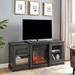 Millwood Pines Woodbury TV Stand for TVs up to 65" w/ Electric Fireplace Included Wood in Gray | 26.25 H in | Wayfair