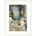 Highland Dunes 'Coastal Positano Seascape' Framed Graphic Art Metal in Blue/Brown/Green | 32 H x 24 W x 1.5 D in | Wayfair