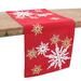 The Twillery Co.® Sandoval Magical Snowflakes Crewel Embroidered Table Runner Polyester in Red/White | 16 D in | Wayfair