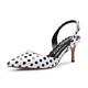 Castamere Pointed Toe Slingback Court Shoes Womens Mid Kitten Heel Pumps Closed Toe Sandals 2.4 in Heel Patent White Polka Dots Print Pump EU 42