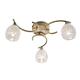 Reagan Decorative Antique Brass Curved Arm Semi Flush Ceiling Light with 3 Patterned Cut Glass Shades