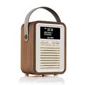 VQ Retro Mini Portable Dab Radio with Bluetooth Speaker and Aux - Dab+ FM Bedside Dual Alarm Clock Radio, Battery Operated Radio and Digital Radio Mains Powered - Walnut