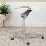Symple Stuff Veltri Mobile Sit-Down, Stand-Up Ergonomic Computer Desk - Standing Desk Wood/Metal in White | 28.25 W x 18.5 D in | Wayfair