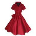 Vintage 40's 50's Style Rockabilly/Swing/PIN UP Cotton Evening Party Tea Dress Sizes 8-20 (Red, 14)
