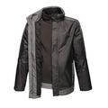 Regatta Men Professional Contrast 3-in-1 Waterproof & Breathable Jacket with Concealed Hood & Detachable Softshell Inner Jacket - Black/Seal Grey, X-Large