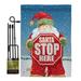 Breeze Decor Santa Stop Here Winter Christmas Impressions 2-Sided Polyester 19 x 13 in. Garden Flag in Blue/Gray/Red | Wayfair