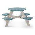 Plum Wooden Circular Picnic Table With Teal Seats