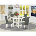 Winston Porter Valladolid 5 - Piece Drop Leaf Solid Wood Rubberwood Dining Set Wood/Upholstered in White | Wayfair A614B6954261444BB807B1E250D4A96F